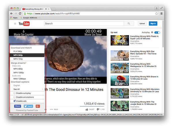 youtube video download chrome